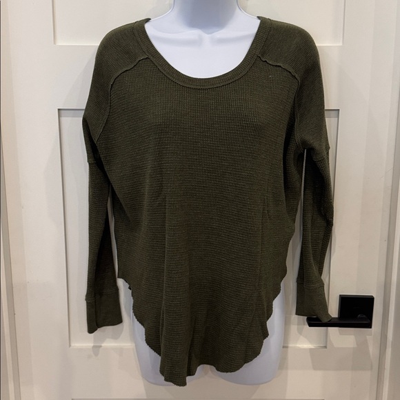 TNA Olive Green Waffle-Knit Long Sleeve Top - Picture 2 of 8